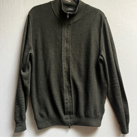 Hugo Boss Other - Hugo Boss Men's Olive Green Wool Zip up Sweater Sz M